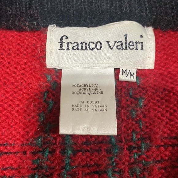 Vintage Franco valeri plaid cardigan 30% wool - Picture 3 of 4
